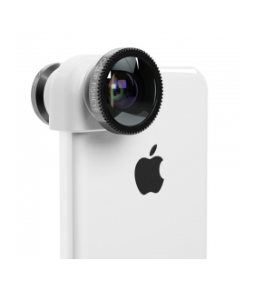 OlloClip sistem lentile 3-in-1: Fisheye, Wide-Angle, Macro pentru iPhone 5c - alb