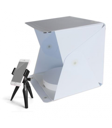 Cub foto pliabil cu led 38x38x38cm Foldio2 Plus cu masa rotativa si trepied