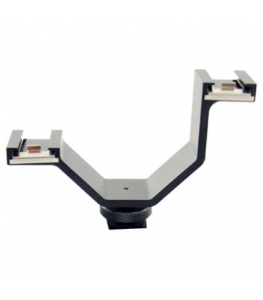 Suport dublu asimetric pentru microfon si blit Micnova