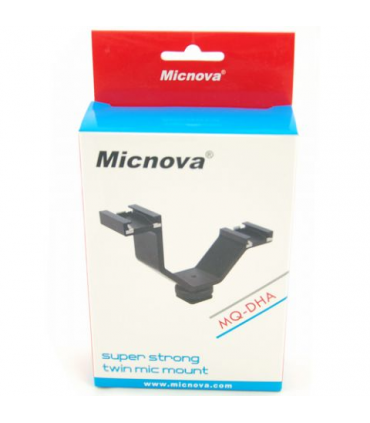Suport dublu asimetric pentru microfon si blit Micnova