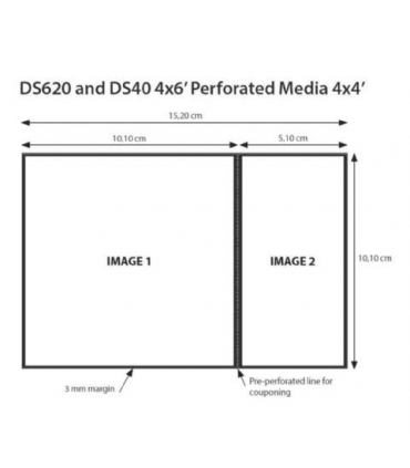 Hartie DNP 2 role la 400 de printuri 10x15 Perforată la 10x10 cm pentru DS620